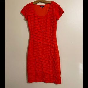 Max Edition Red bodycon ruffle tier dress